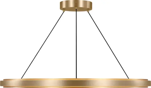 The Aro 36" LED Chandelier combines architectural minimalism with practical versatility. Its low-profile metal ring frame and smooth silicone diffuser create balanced up-and-down lighting, while selectable color temperature (2700K-5000K) adapts to any space. - alternate view