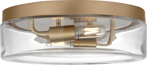 The Rhett Flush Mount delivers modern simplicity with its round glass diffuser framed in satin brass. Perfect for low-ceiling spaces, it provides focused downward illumination with a softened ambient glow.