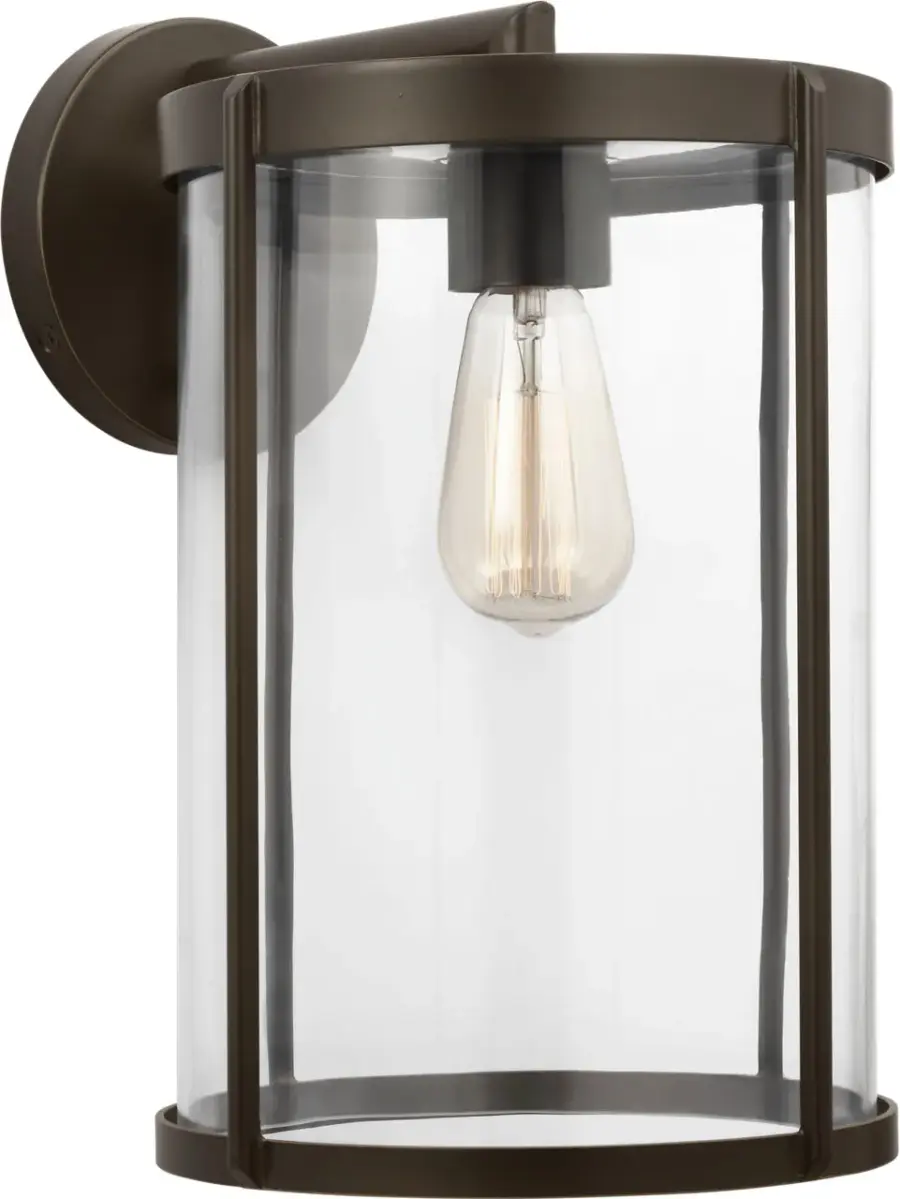 Luning Large Lantern in Antique Bronze with Clear Glass - Image 1