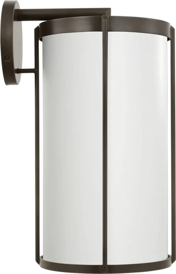 The Luning Extra Large Lantern delivers commanding presence with its tall cylindrical design and rounded metal frame. Perfect for large entryways, garage exteriors, or commercial facades requiring substantial scale and illumination. - alternate view