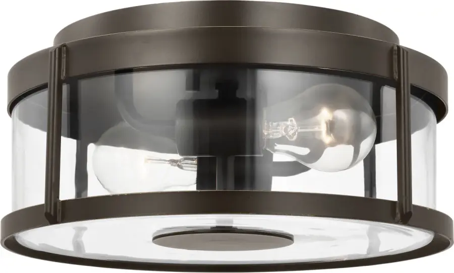 Luning Medium Flush Mount in Antique Bronze with Clear Glass - Image 1