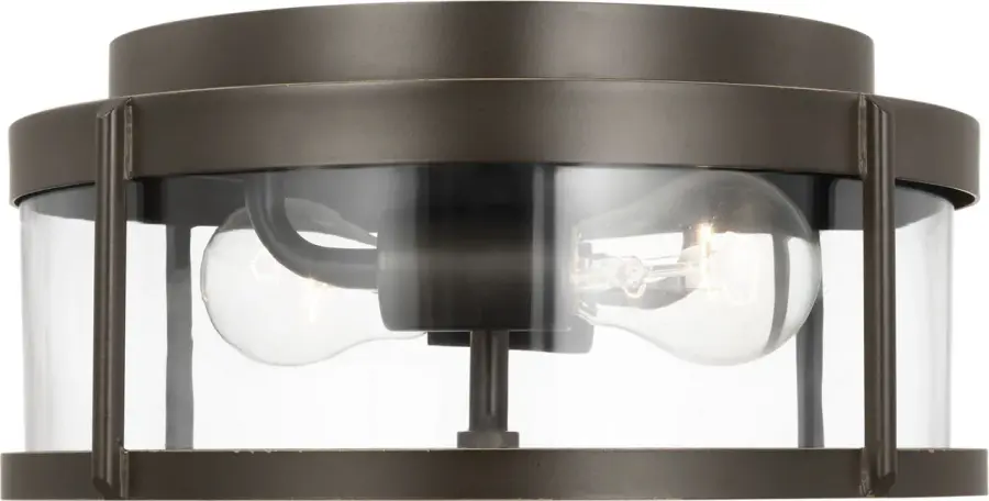 Luning Medium Flush Mount in Antique Bronze with Clear Glass - Image 2