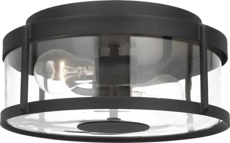 Luning Medium Flush Mount in Textured Black with Clear Glass - Image 2