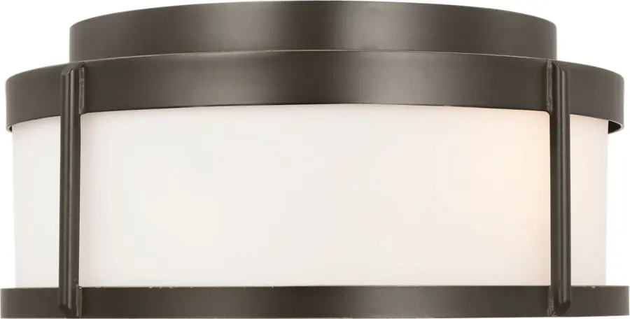Luning Medium Flush Mount in Antique Bronze with Opal Etched Glass - Image 1