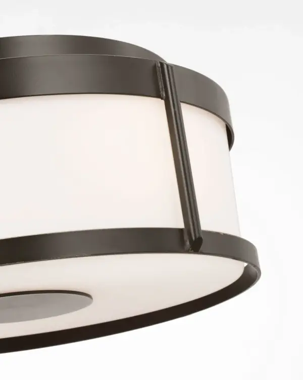Luning Medium Flush Mount in Antique Bronze with Opal Etched Glass - Image 4