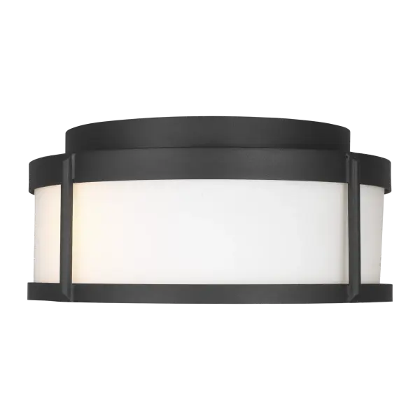 The Luning Medium Flush Mount combines geometric simplicity with practical functionality. Its wet-rated construction and compact profile make it ideal for covered outdoor areas while the opal etched glass provides soft, functional downlight.