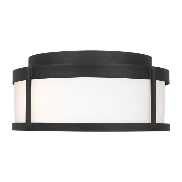 Luning Medium Flush Mount in Textured Black with Opal Etched Glass - Image 5