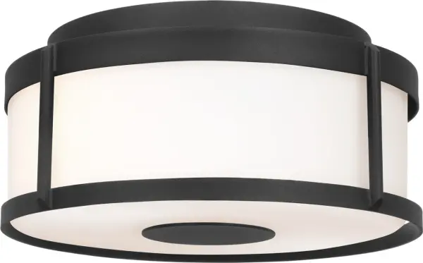 Luning Medium Flush Mount in Textured Black with Opal Etched Glass - Image 7
