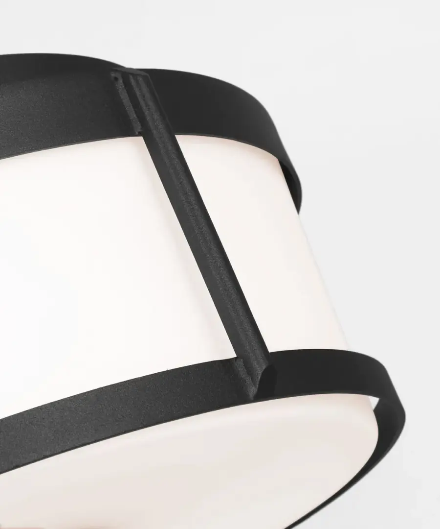 Luning Medium Flush Mount in Textured Black with Opal Etched Glass - Image 8