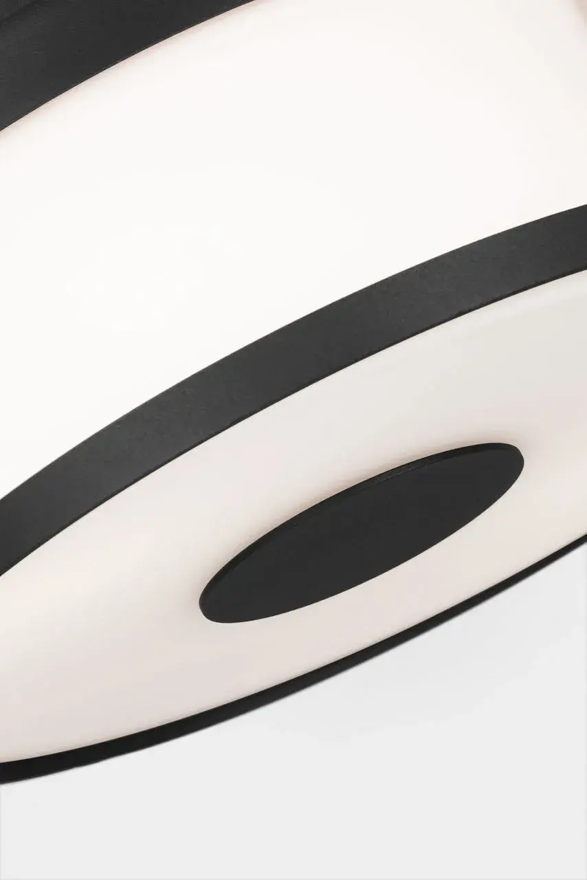 Luning Medium Flush Mount in Textured Black with Opal Etched Glass - Image 9