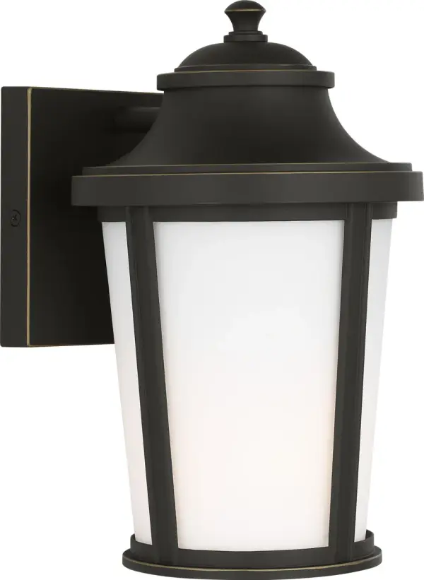 The Portola Small Lantern combines timeless lantern design with modern refinement. Etched white glass diffuses light beautifully while the Antique Bronze finish adds warmth and character to any exterior space.