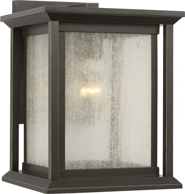 Audley Small Wall Lantern in Antique Bronze with Distressed Seeded Glass - Image 3