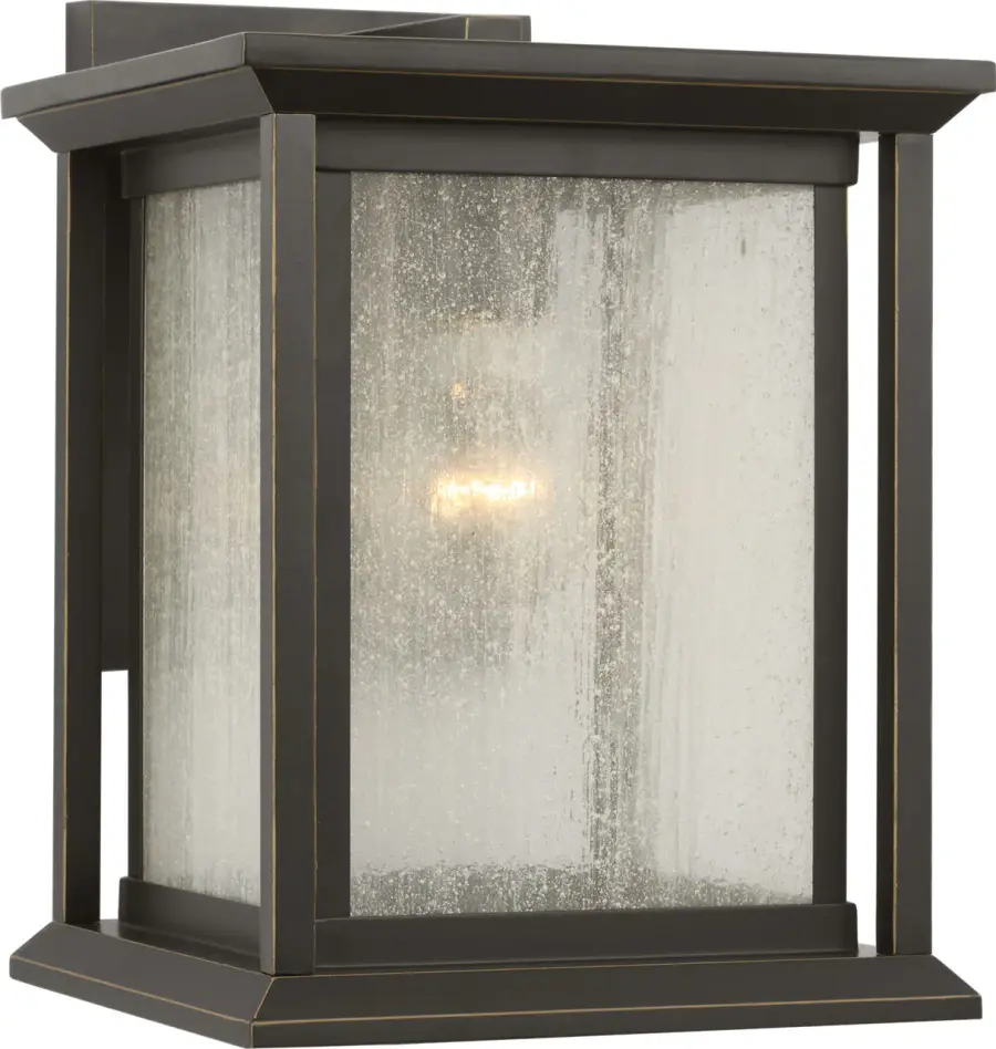 Audley Small Wall Lantern in Antique Bronze with Distressed Seeded Glass - Image 3