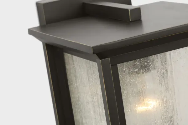 Audley Small Wall Lantern in Antique Bronze with Distressed Seeded Glass - Image 4