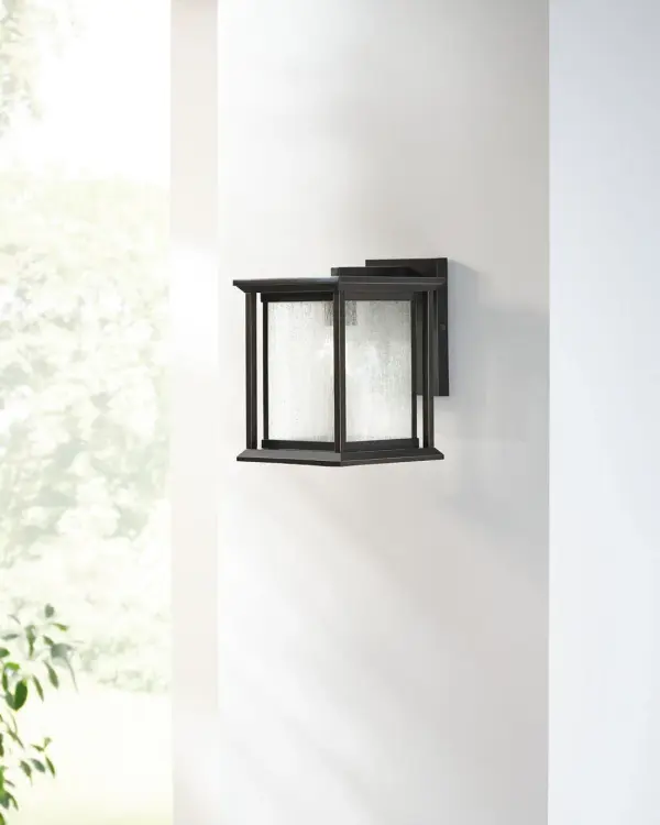Audley Small Wall Lantern in Antique Bronze with Distressed Seeded Glass - Image 6