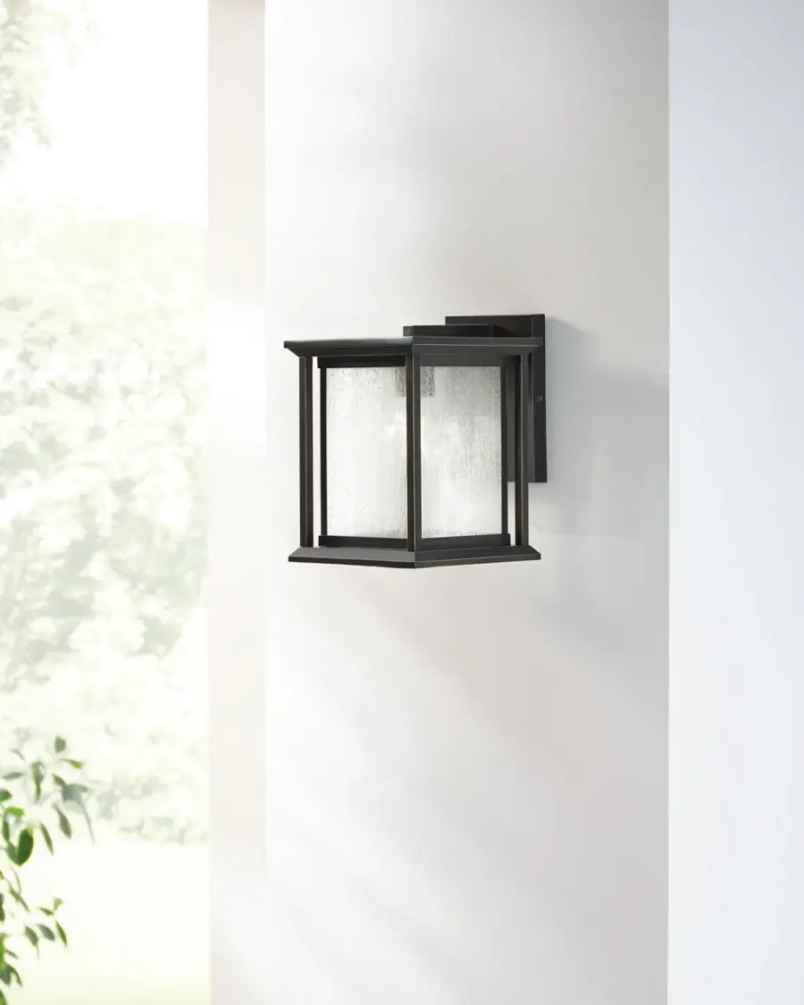 Audley Small Wall Lantern in Antique Bronze with Distressed Seeded Glass - Image 6