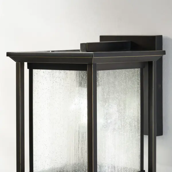 Audley Small Wall Lantern in Antique Bronze with Distressed Seeded Glass - Image 7