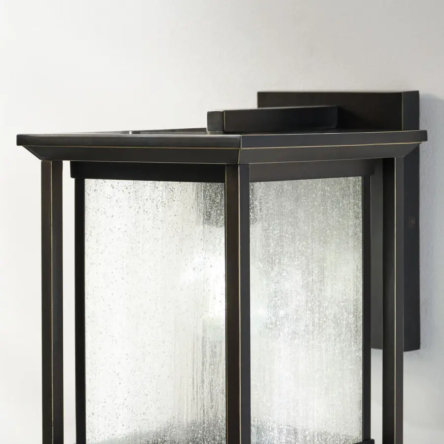Audley Small Wall Lantern in Antique Bronze with Distressed Seeded Glass - Image 7