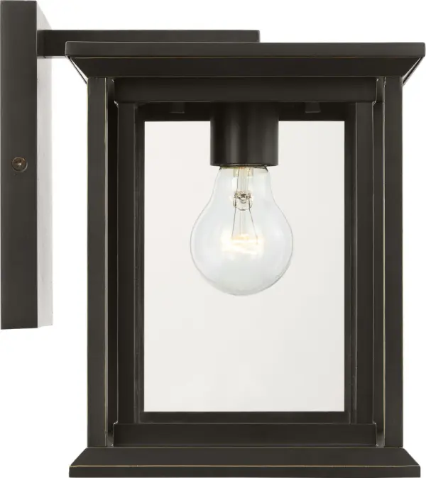 Audley Small Wall Lantern in Antique Bronze with Clear Glass - Image 3