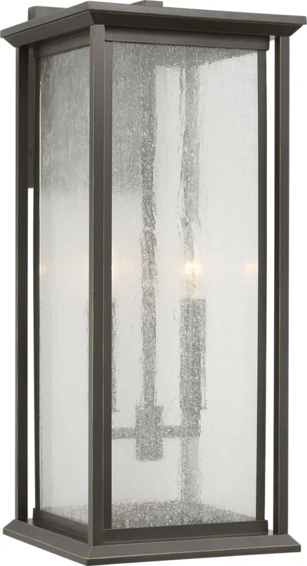 The Audley Large Lantern combines traditional lantern styling with contemporary clean lines. Wet-rated construction and weather-resistant finish ensure long-lasting performance in outdoor environments. - alternate view