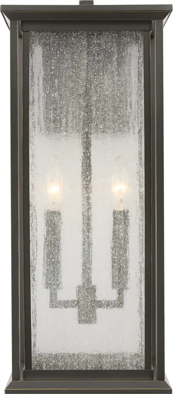 Audley Large Lantern in Antique Bronze with Distressed Seeded Glass - Image 3