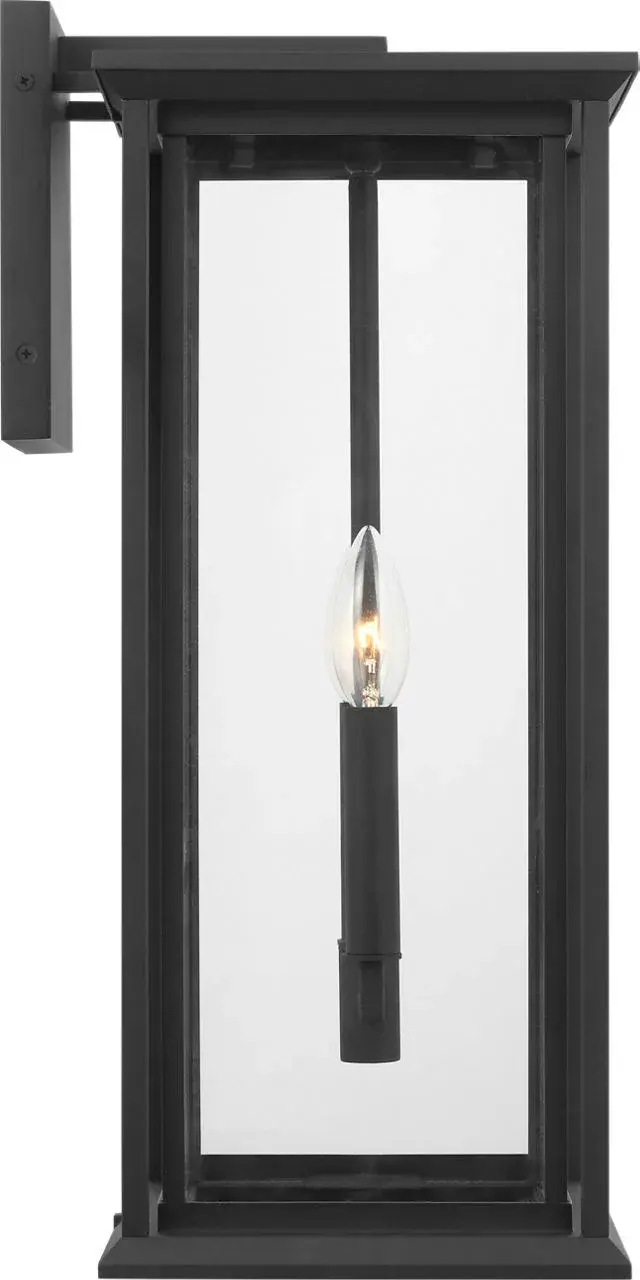 Audley Large Lantern in Textured Black with Clear Glass - Image 2