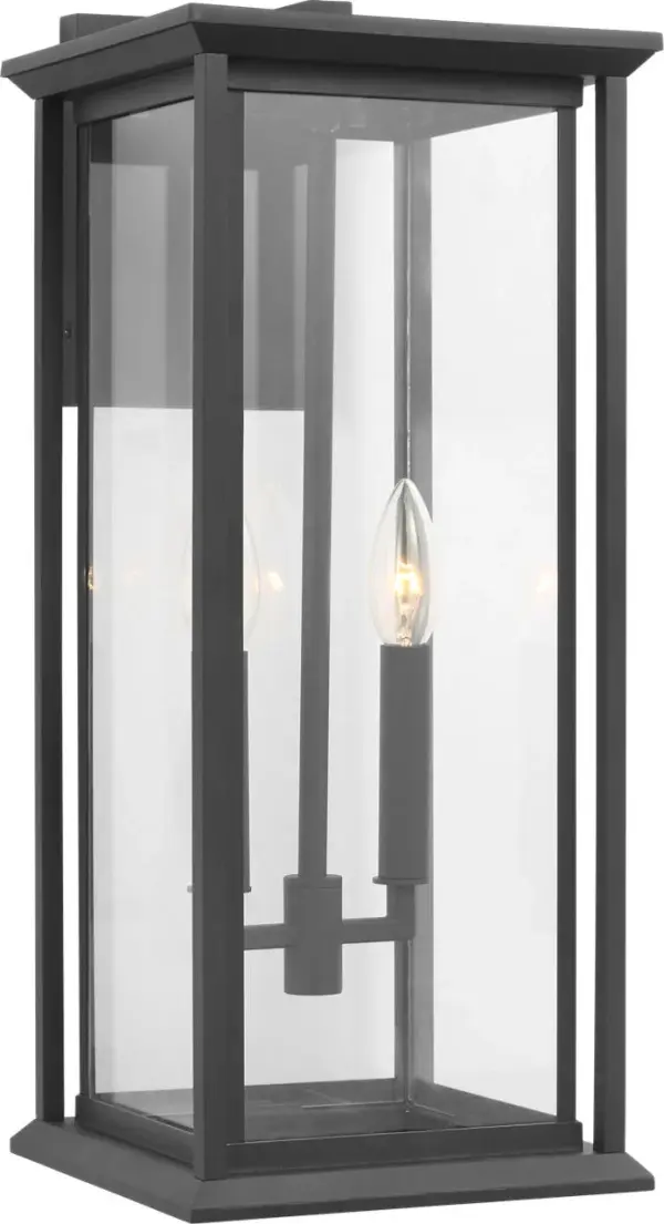 Audley Large Lantern in Textured Black with Clear Glass - Image 3