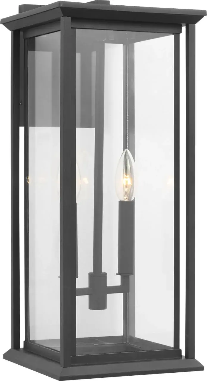 Audley Large Lantern in Textured Black with Clear Glass - Image 3