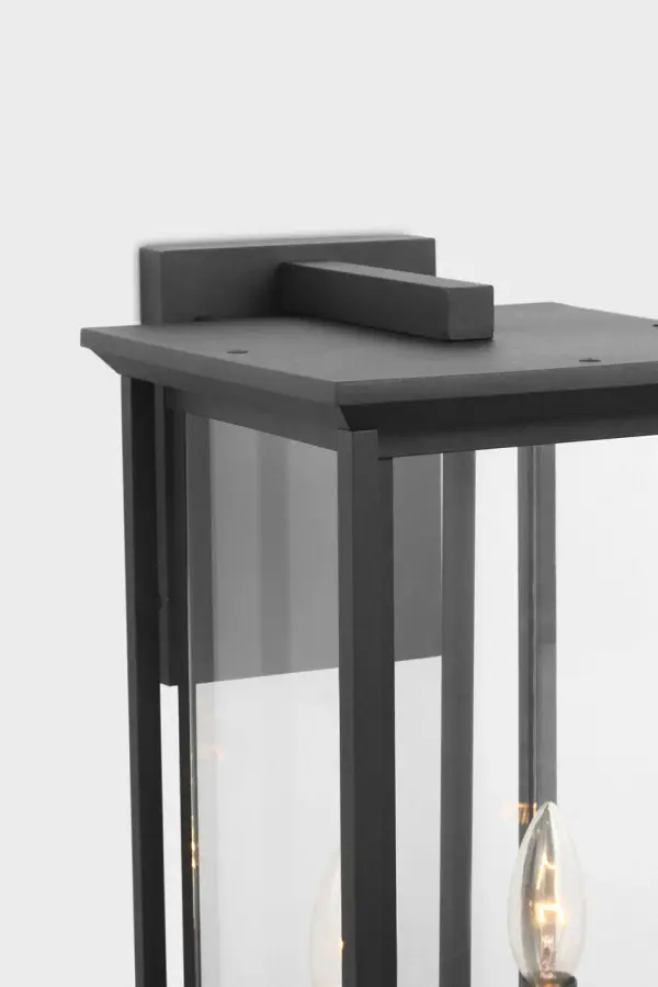 Audley Large Lantern in Textured Black with Clear Glass - Image 5
