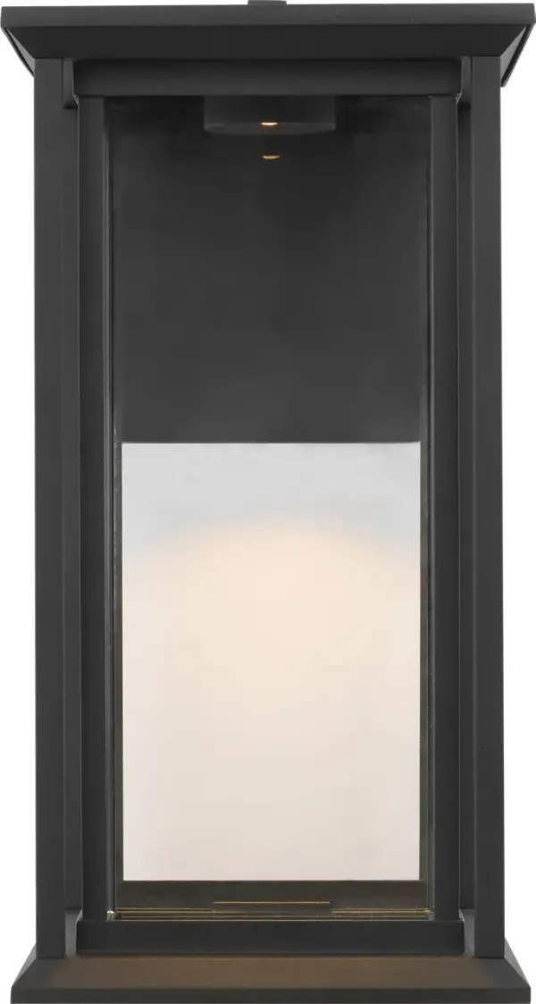 The Audley Medium Lantern delivers timeless outdoor elegance with integrated LED technology. Its rectangular metal frame and clear glass panels provide soft, diffused light while maintaining weather-resistant durability.