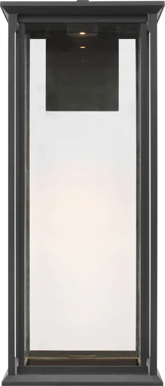 The Audley Extra Large Lantern delivers sophisticated outdoor illumination with integrated LED technology and weather-resistant construction. Clear glass panels provide bright, welcoming light while the antique bronze finish adds classic charm. - alternate view