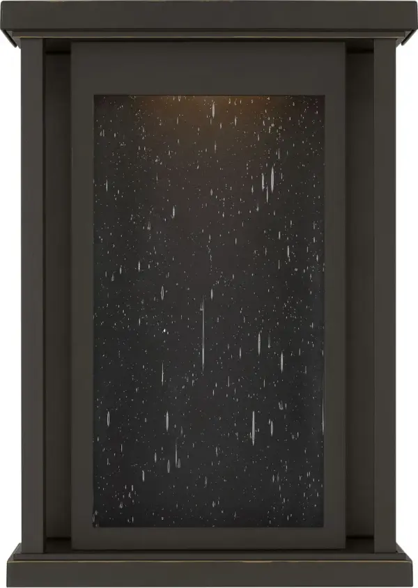 The Faywood Small Wall Lantern delivers classic lantern styling in a space-efficient design. Its narrow rectangular frame with clear glass panels and integrated LED makes it ideal for entryways and porches where space is limited. - alternate view