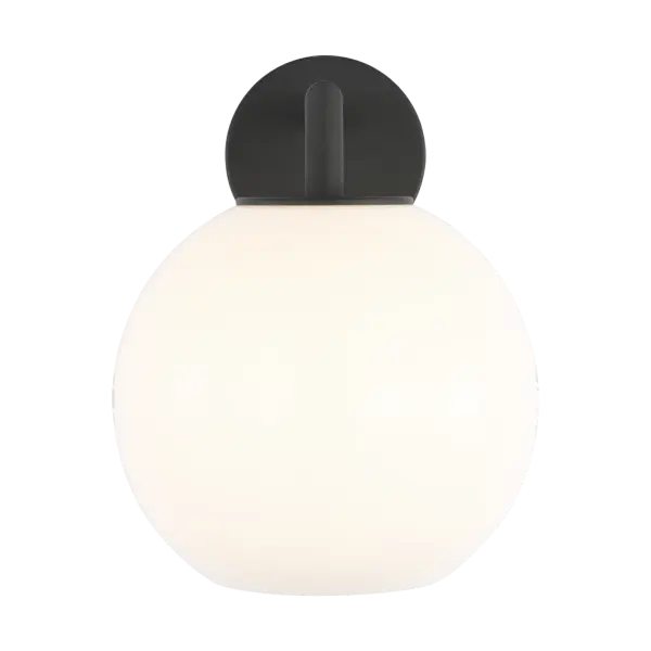The Toca Medium Outdoor Lantern combines clean geometric lines with a softened milk glass shade for even light distribution. Its textured black finish and compact form make it versatile for patios, entryways, and terraces.