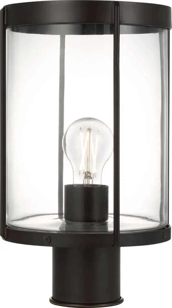 Luning 13" Outdoor Post Lantern in Textured Black - Image 1