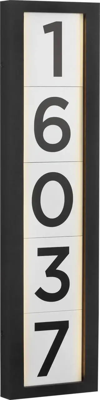 This compact LED address light combines functionality with contemporary style, featuring energy-efficient LED technology in a durable Textured Black finish that enhances curb appeal while ensuring clear visibility.