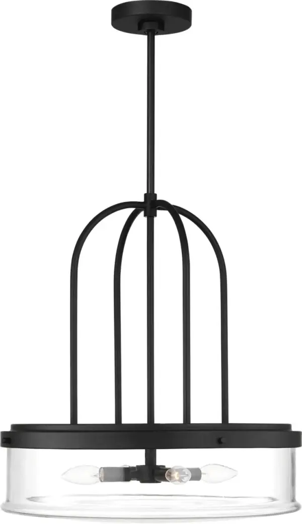 The Anders Extra Large Pendant makes a dramatic impact with its substantial scale and sleek Midnight Black finish. Perfect for spaces that demand a commanding focal point, this fixture combines modern design with versatile styling. - alternate view