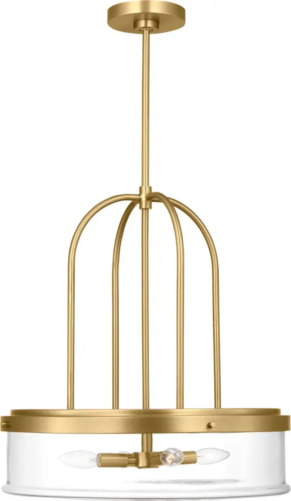 The Anders Extra Large Pendant delivers bold visual impact with its generous scale and sophisticated satin brass finish. Perfect for grand spaces requiring substantial lighting presence and contemporary elegance.