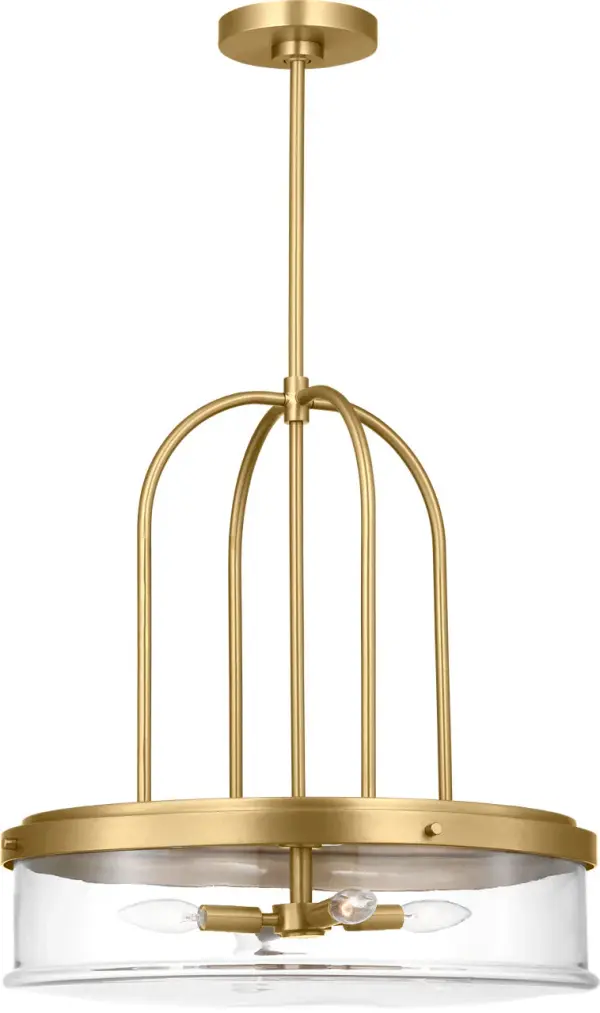 The Anders Extra Large Pendant delivers bold visual impact with its generous scale and sophisticated satin brass finish. Perfect for grand spaces requiring substantial lighting presence and contemporary elegance. - alternate view