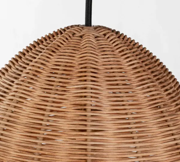 Norman Large Pendant in Satin Brass and Blonde Rattan - Image 7