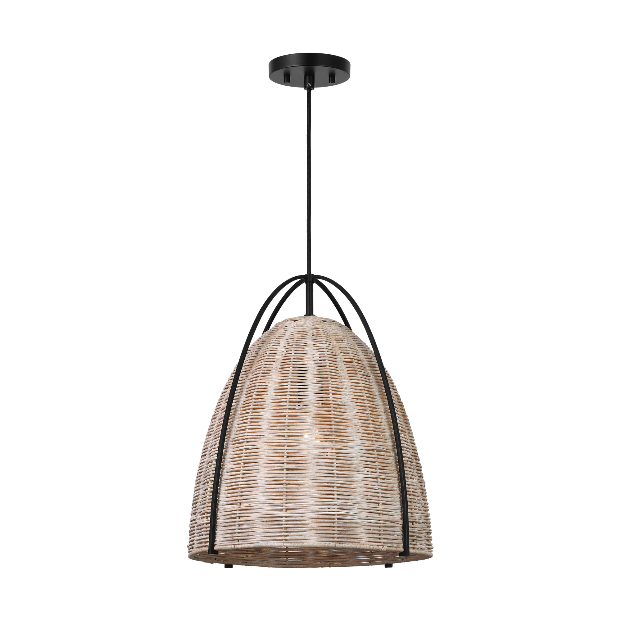 Norman Large Wicker Pendant in Midnight Black with Ash Wicker