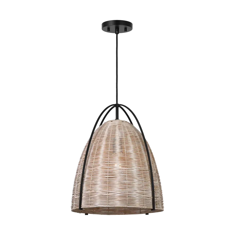 Norman Large Wicker Pendant in Midnight Black with Ash Wicker - Image 1