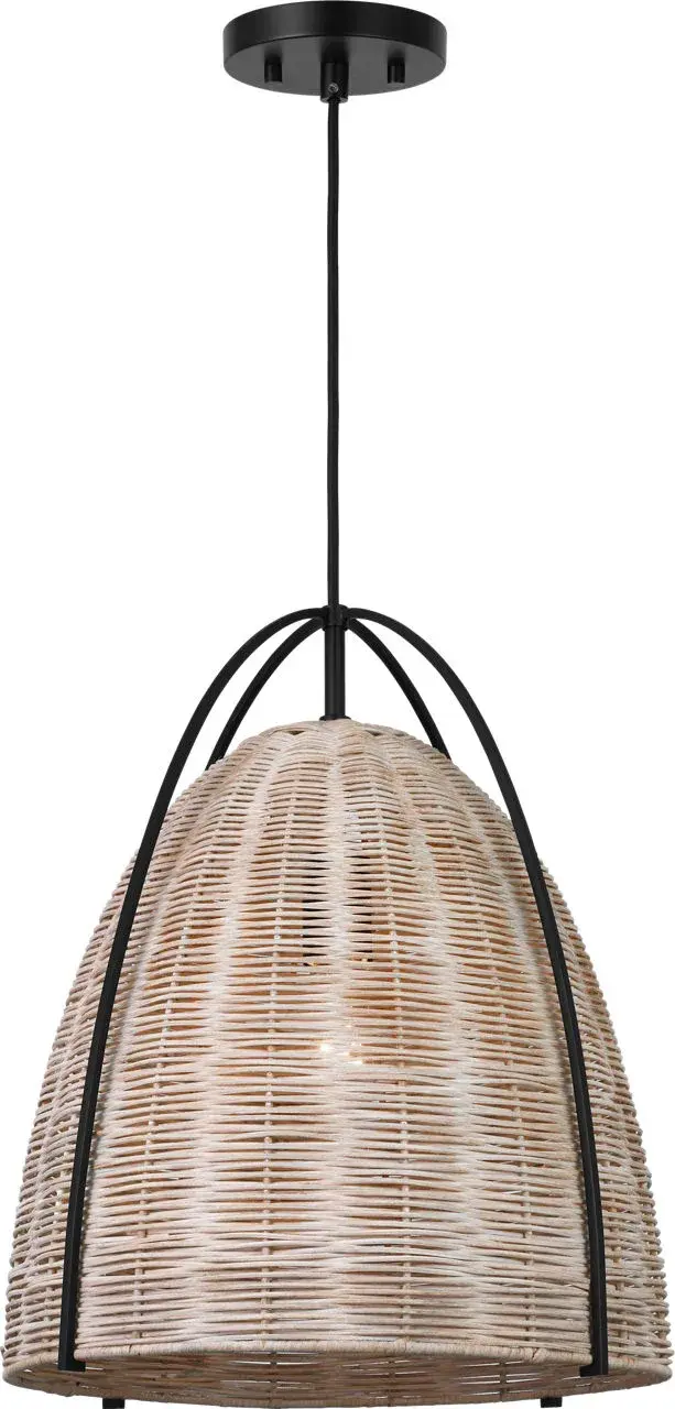 Norman Large Wicker Pendant in Midnight Black with Ash Wicker - Image 2