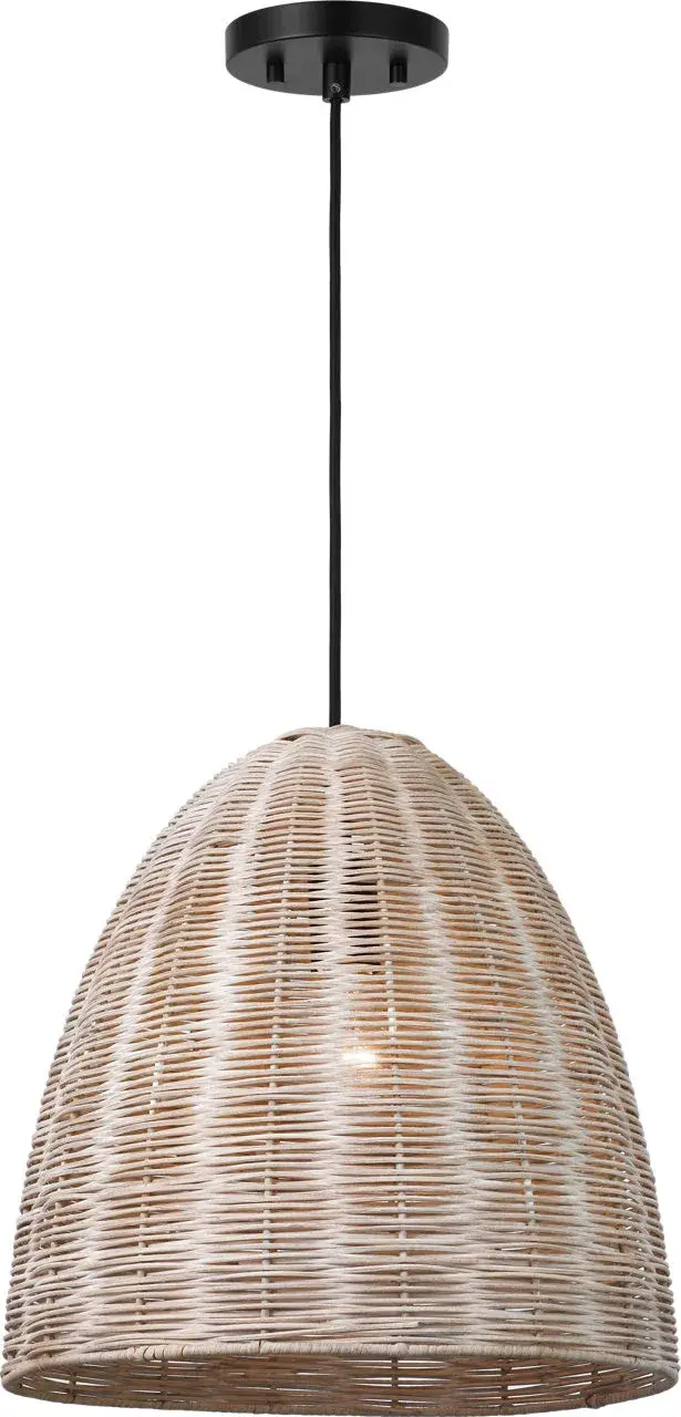 Norman Large Wicker Pendant in Midnight Black with Ash Wicker - Image 4