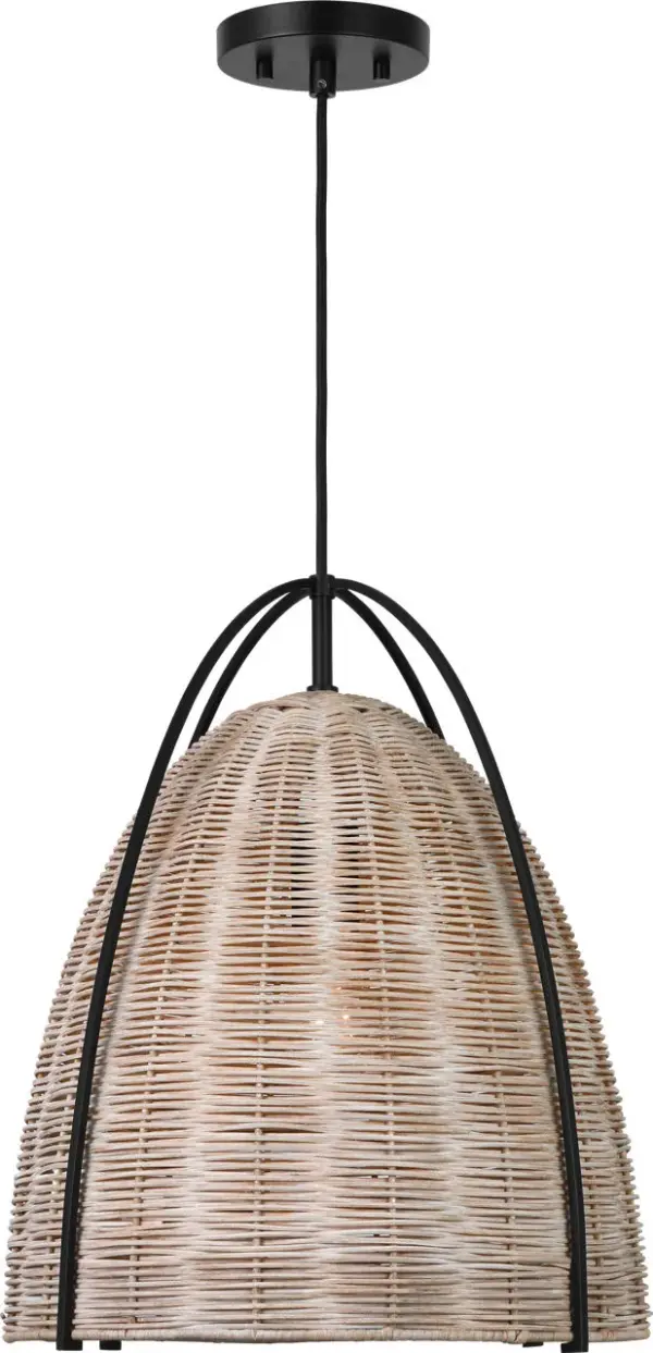 Norman Large Wicker Pendant in Midnight Black with Ash Wicker - Image 5