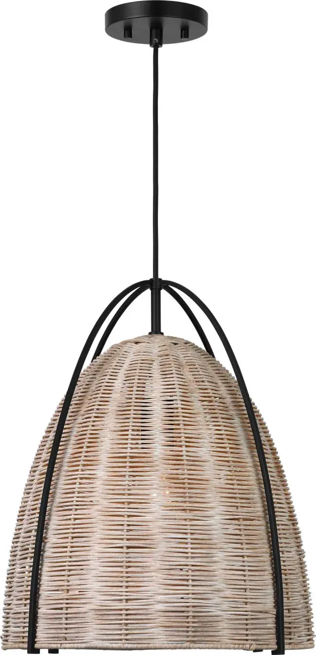 Norman Large Wicker Pendant in Midnight Black with Ash Wicker - Image 5