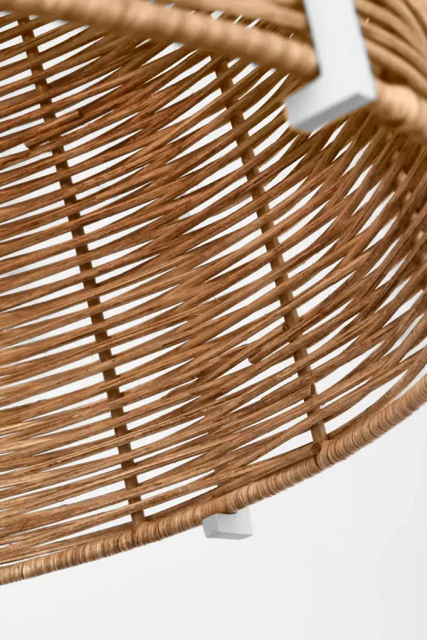 Norman Large Pendant in Matte White with Blonde Rattan - Image 7