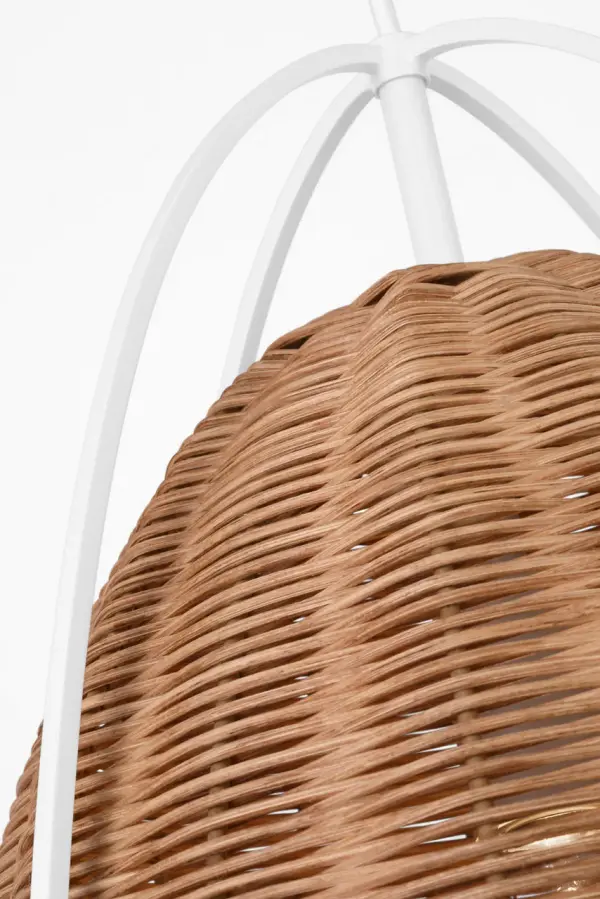 Norman Large Pendant in Matte White with Blonde Rattan - Image 8