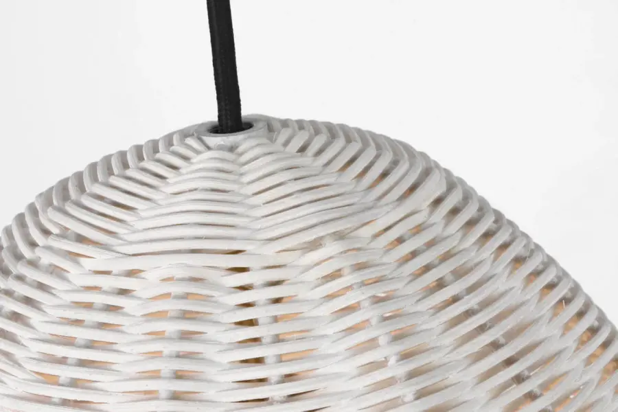 Norman Large Pendant in Satin Brass with Chalk Wicker - Image 5
