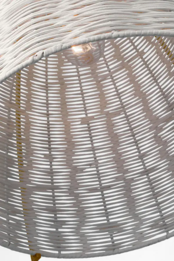 Norman Large Pendant in Satin Brass with Chalk Wicker - Image 8