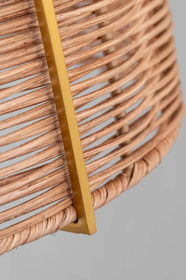 Norman Medium Pendant in Satin Brass and Blonde Rattan - Image 5